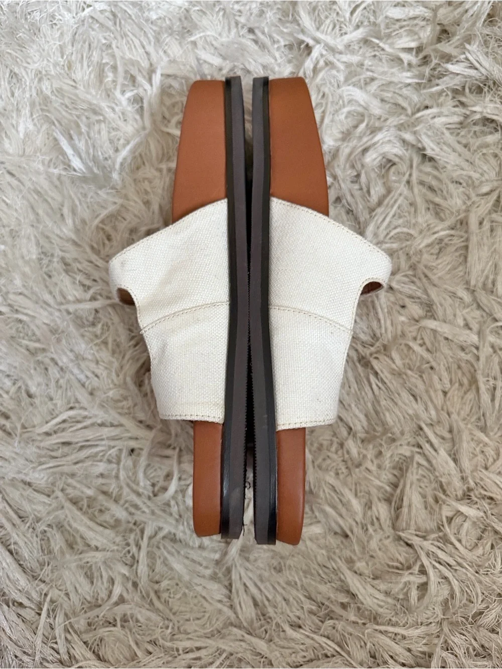 J. Crew Colbie Double Strap Buckle Sandals in Canvas & Leather Ivory/Brown Sz 9